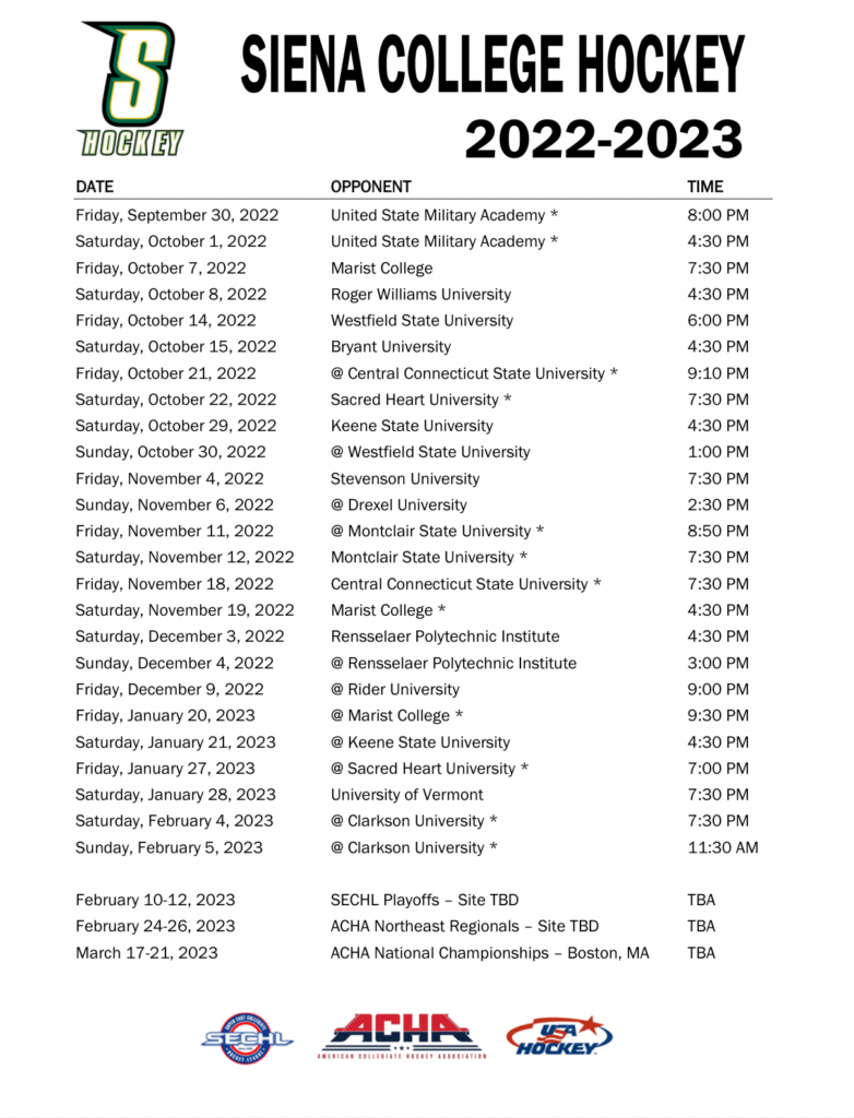 Schedule – Siena College Saints